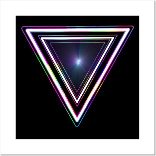 Glowing Geometric 1980s Triangle Posters and Art